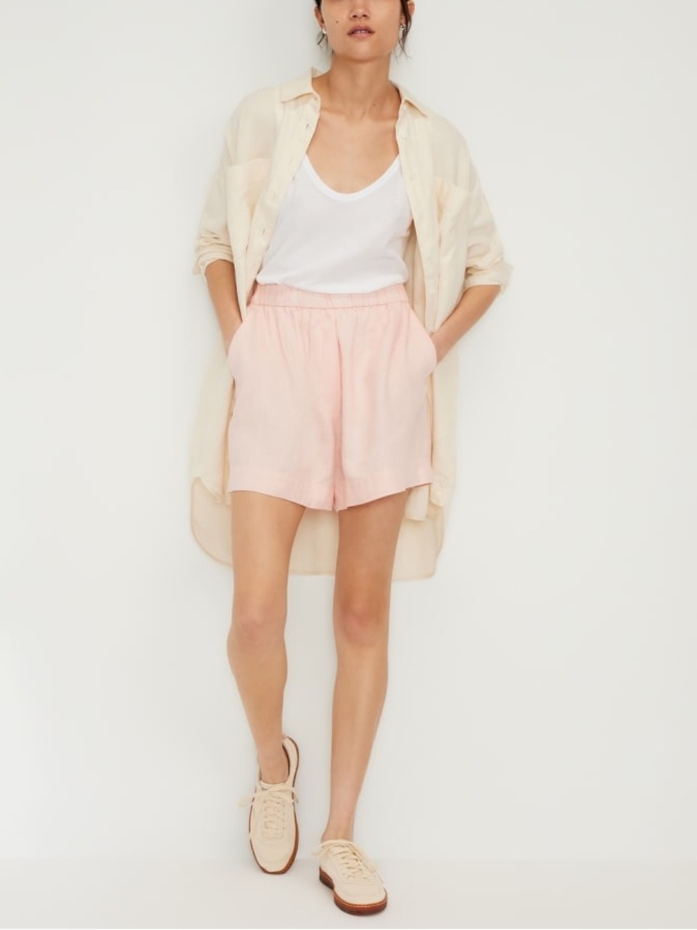 NWOT - Everlane The Linen Easy Short on Petal Pink - Size M